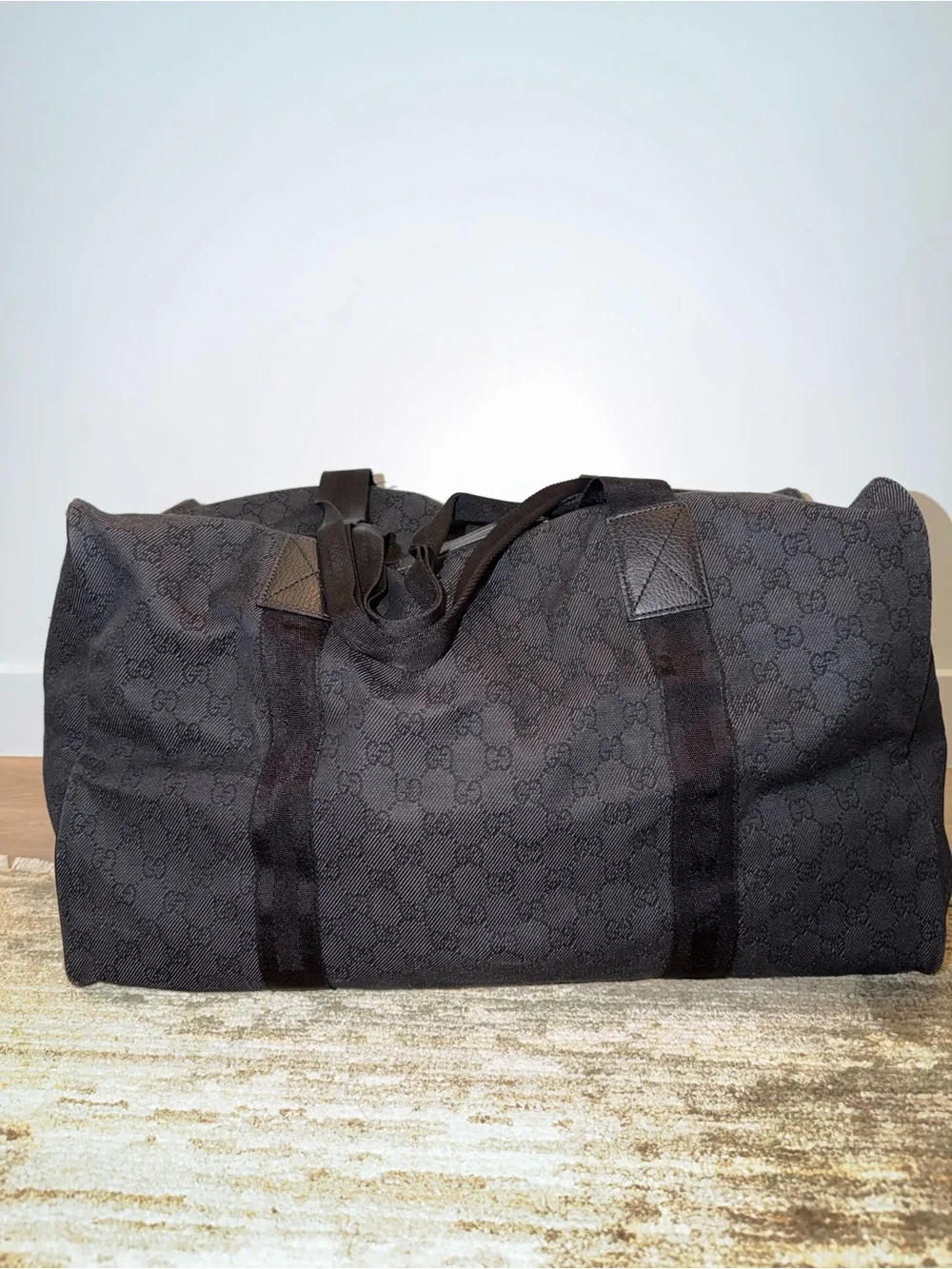 Vintage Gucci Black GG Canvas Duffel Bag